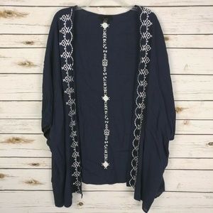 Lumiere Open Front Layer Embroidered Dolman Sleeve